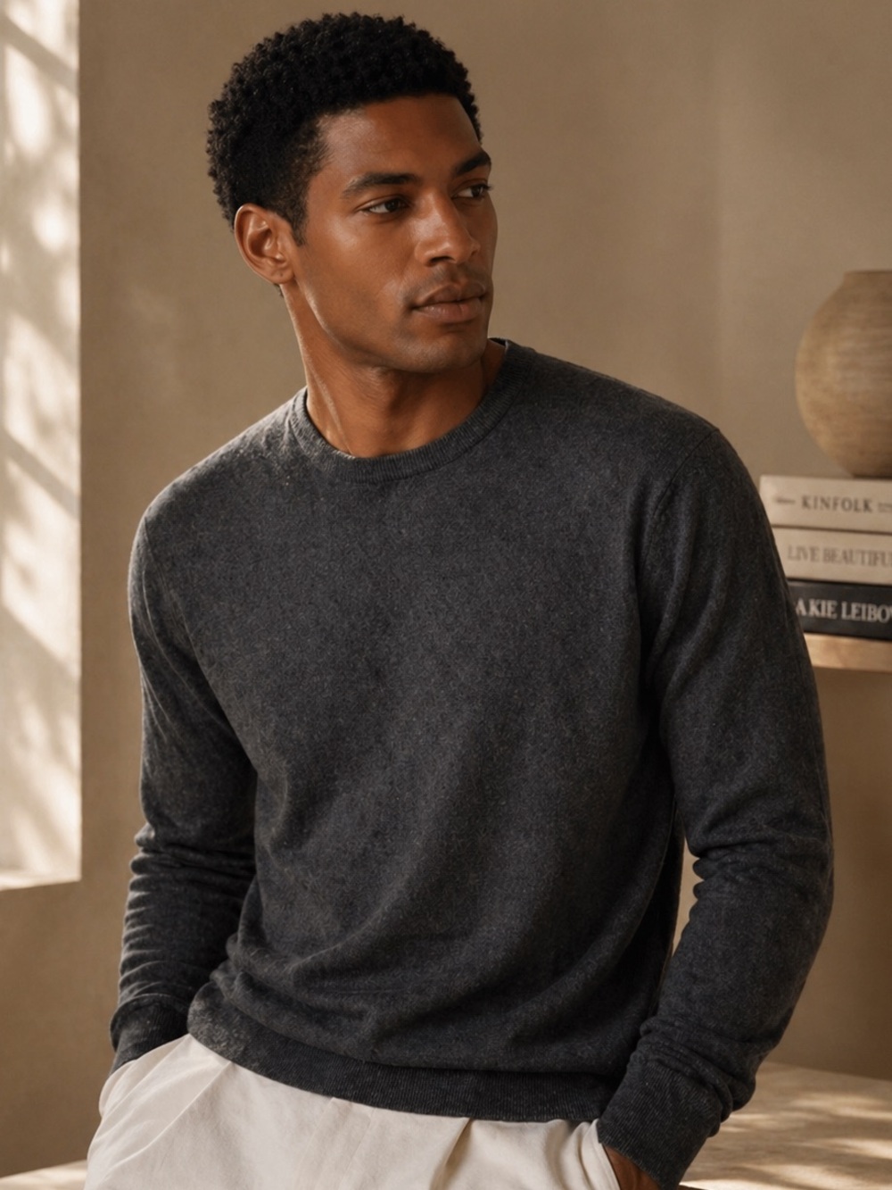 Cruciani 100% Wool Sweater Men’s Gray Crewneck Italian Luxury Lightweight Knit